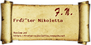 Fráter Nikoletta névjegykártya